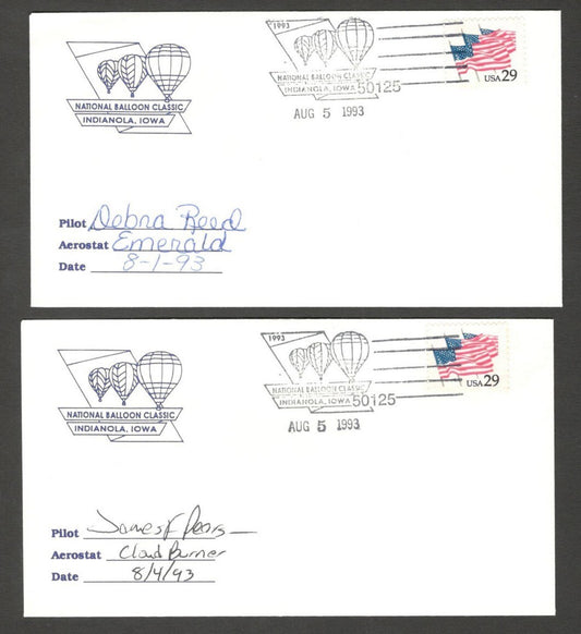 National Balloon Classic, Indianola 1993 covers signed by Pilots (10)