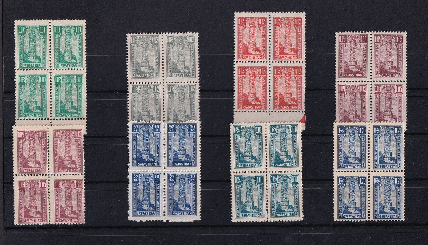 India Rajasthan State Passenger Tax blocks of 4 MNH (32)