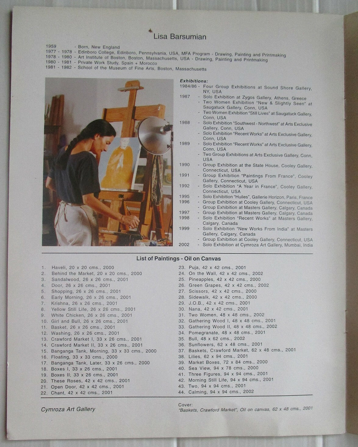 India Contemporary Art LISA BARSUMIAN 2002 Exhibition souvenir 2 pages