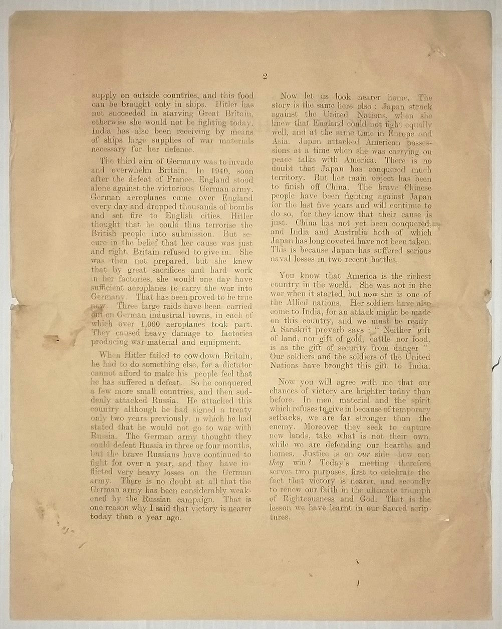 India WW2 National War Front Propaganda Talks for the People #2