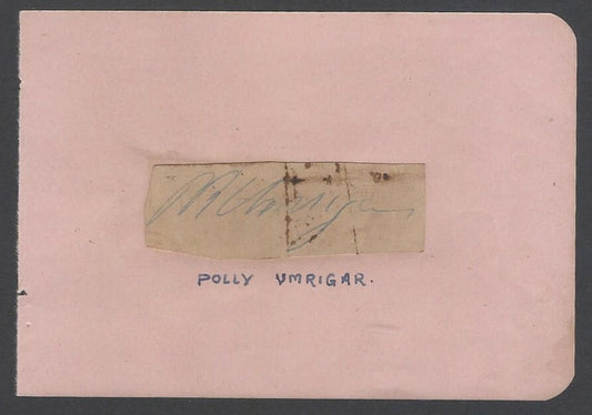 AOP India POLLY UMRIGAR Cricketer signed autograph book page