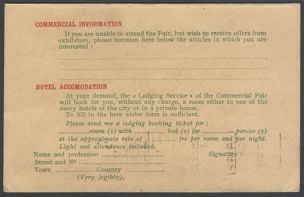AOPIMT Belgium 8th Annual Official Trade Fair postcard used 1927 to India 