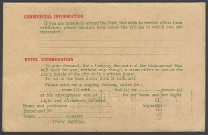 AOPIMT Belgium 8th Annual Official Trade Fair postcard used 1927 to India 