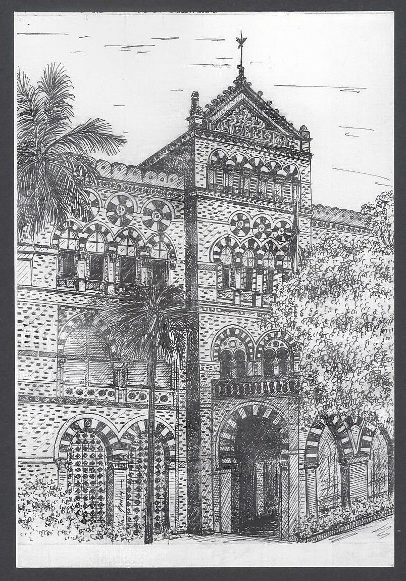 AOP India BOMBAY sketch postcard POLICE HQ