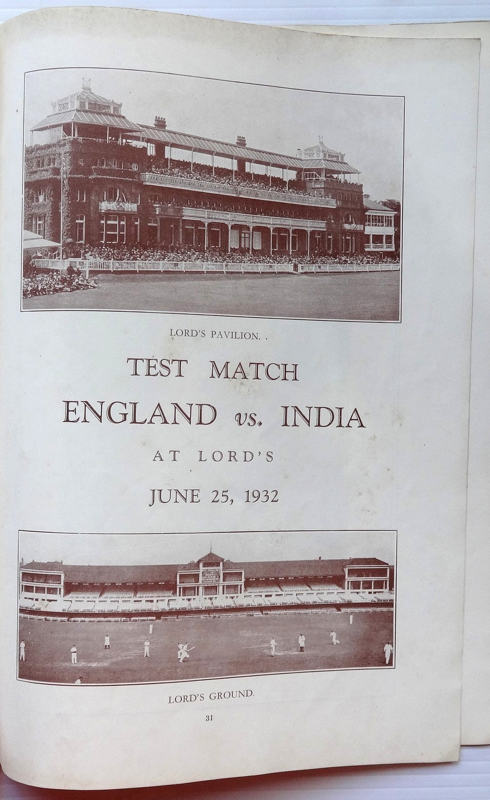 India CRICKET 1932 Tour of England illustrated souvenir 48pgs no cover