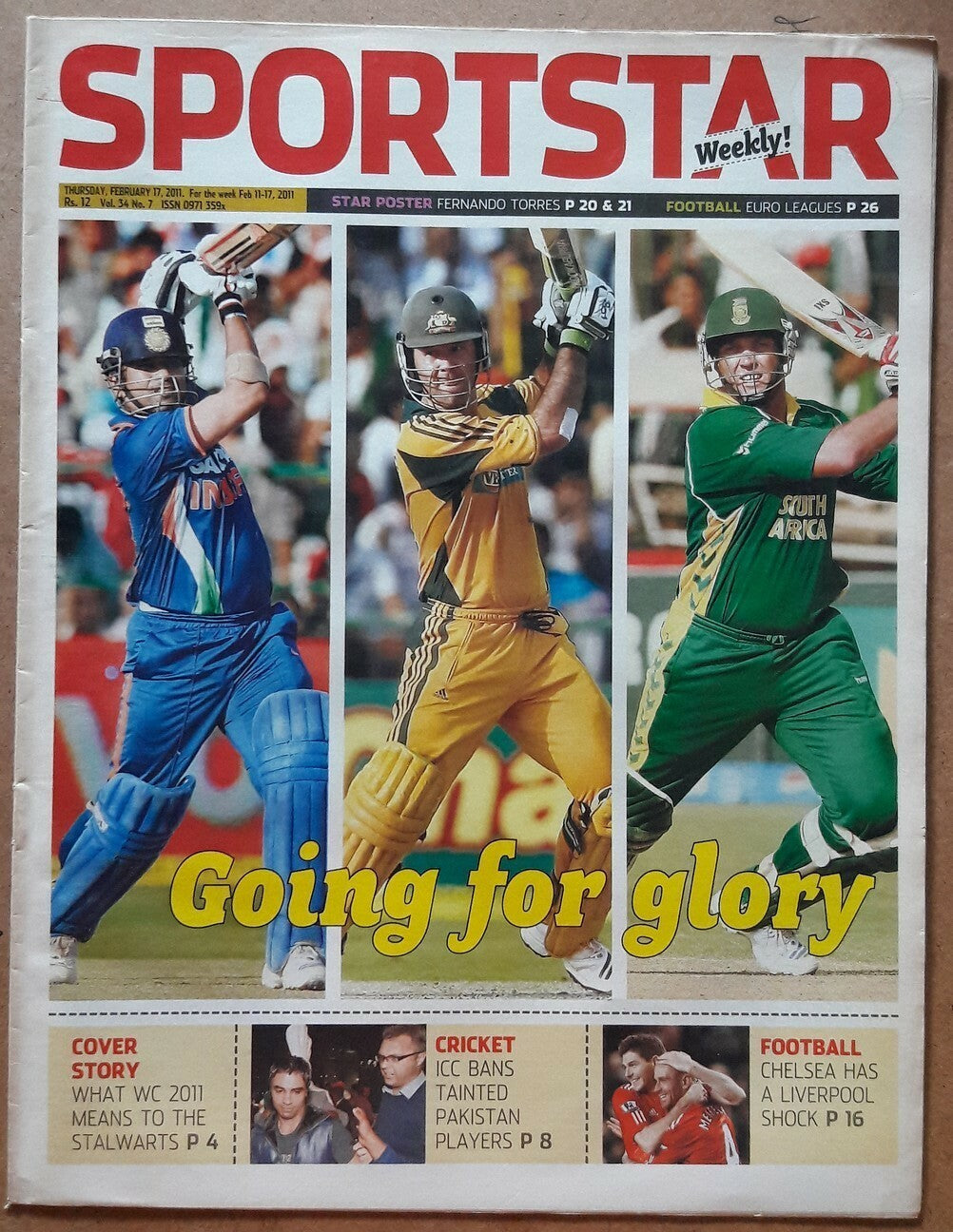 India Sportstar 2006-11 CRICKET cover issues 10” X 13” (5)