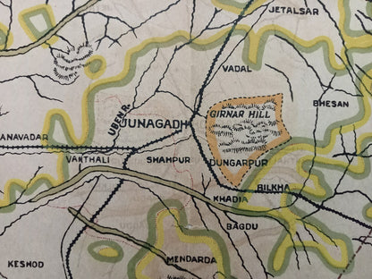 AOP India 1925 MAP of Junagadh State 33x47cm