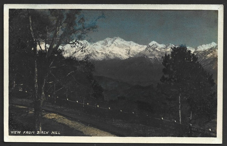 India View from Birch Hill, Darjeeling vintage real photo postcard