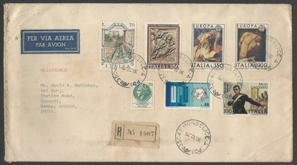 AOP Italy covers to India with commemoratives frankings (5)