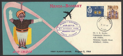 Fiji 1962 Nandi – Bombay & Bombay – Nandi Air India First Flight covers (2)