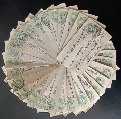 India KEdVII 1/2a green envelopes x 100 selected for condition WHOLESALE