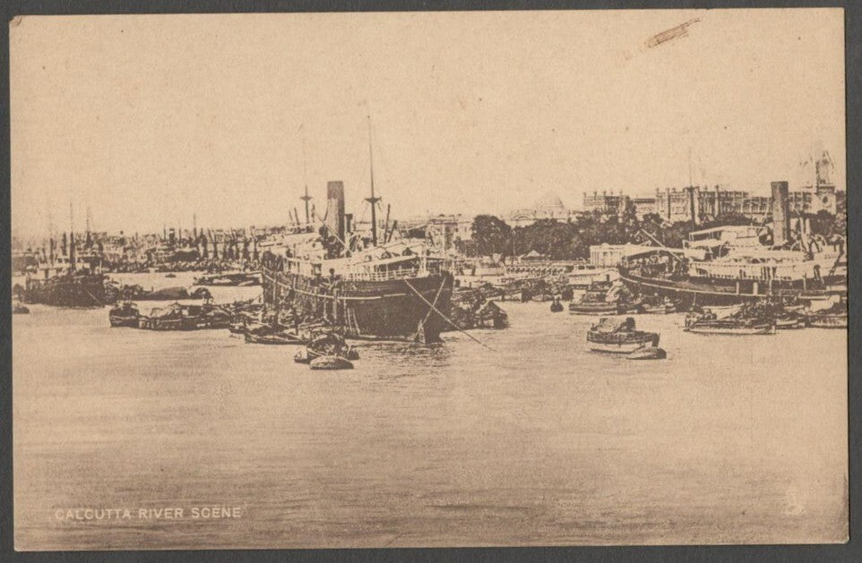 AOP India Calcutta River Scene vintage postcard