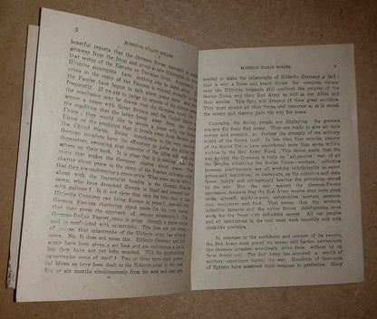 India 1943 WW2 National War Front Propaganda Pamphlet Marshal Stalin Speaks