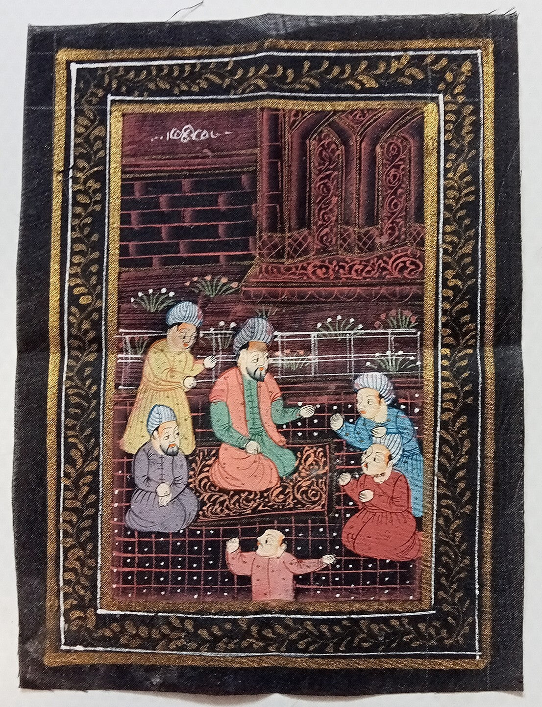 India vintage hand painting on cloth MUGHAL PAINTING 6 x 8 inches