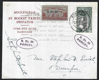 India SIKKIM PARCEL ROCKET POST 7 Jun 29 1935 missive. #EZ 13C1 160 carried