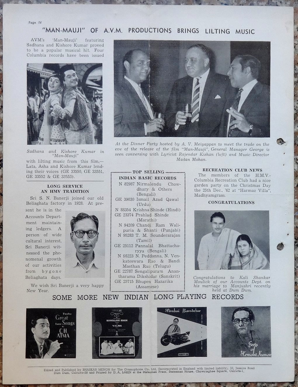 India THE VOICE January 1963 HMV Magazine - Naushad Ali's Son of India