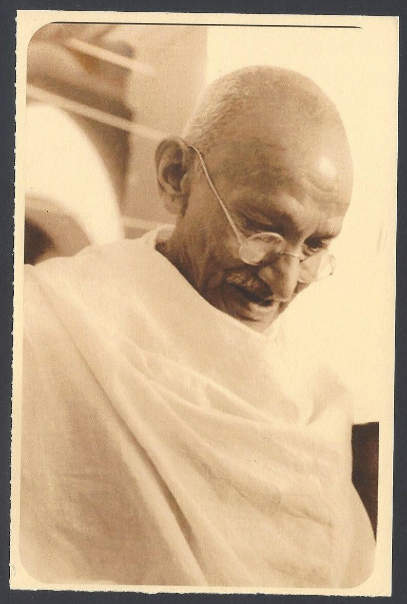 AOP India full back pictorial 50p Gandhi postal card GANDHI 