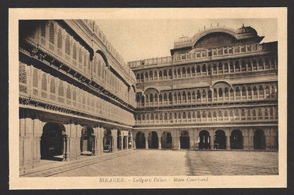 India Bikaner State vintage postcard Lallgarh Palace main courtyard