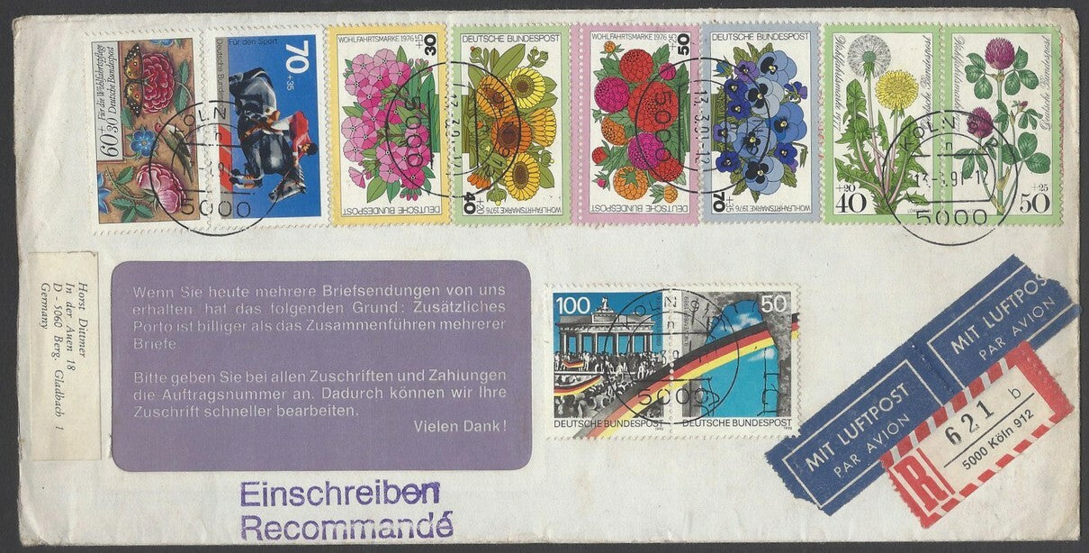 AOP Germany West covers with commemoratives to India (5)