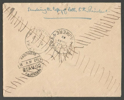 AOPIMT India 1902 neat postage due cover