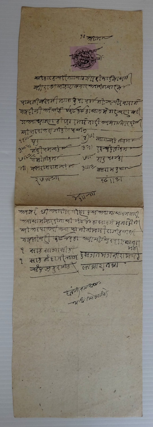 India Indore State revenue stamp on 22” document