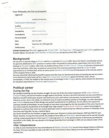 AOP India Prafulla Chandra Sen, Chief Minister West Bengal signed note