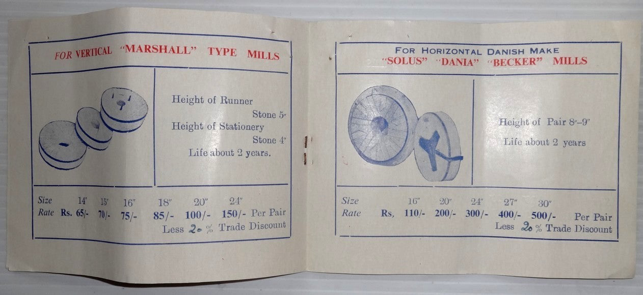 India 1958 illustrated price list of Emery Grinding stones
