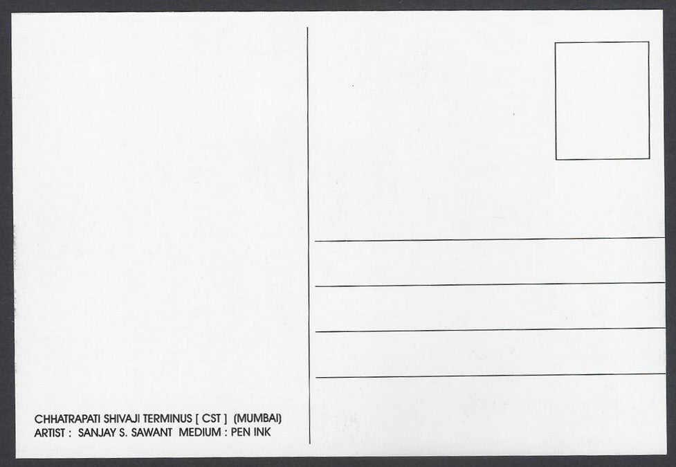 AOP India BOMBAY sketch postcard CST TERMINUS