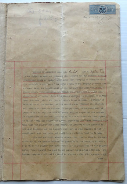 India 1901 Agreement signed Hormusji Nusserwanjee Wadia & others