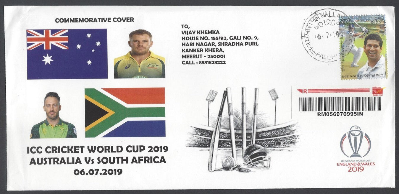 AOP India 2019 CRICKET World Cup Australia vs South Africa Special cover