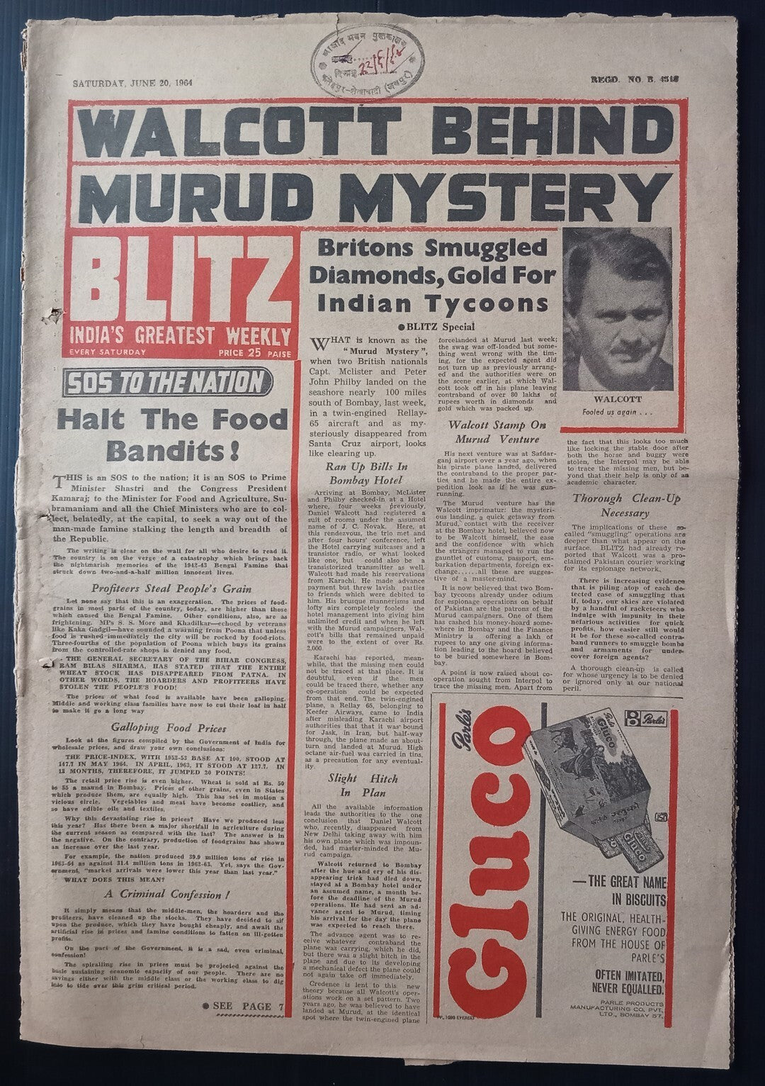 BLITZ June 20,1964 issue BRITONS SMUGGLED DIAMONDS,GOLD FOR INDIAN TYCOONS