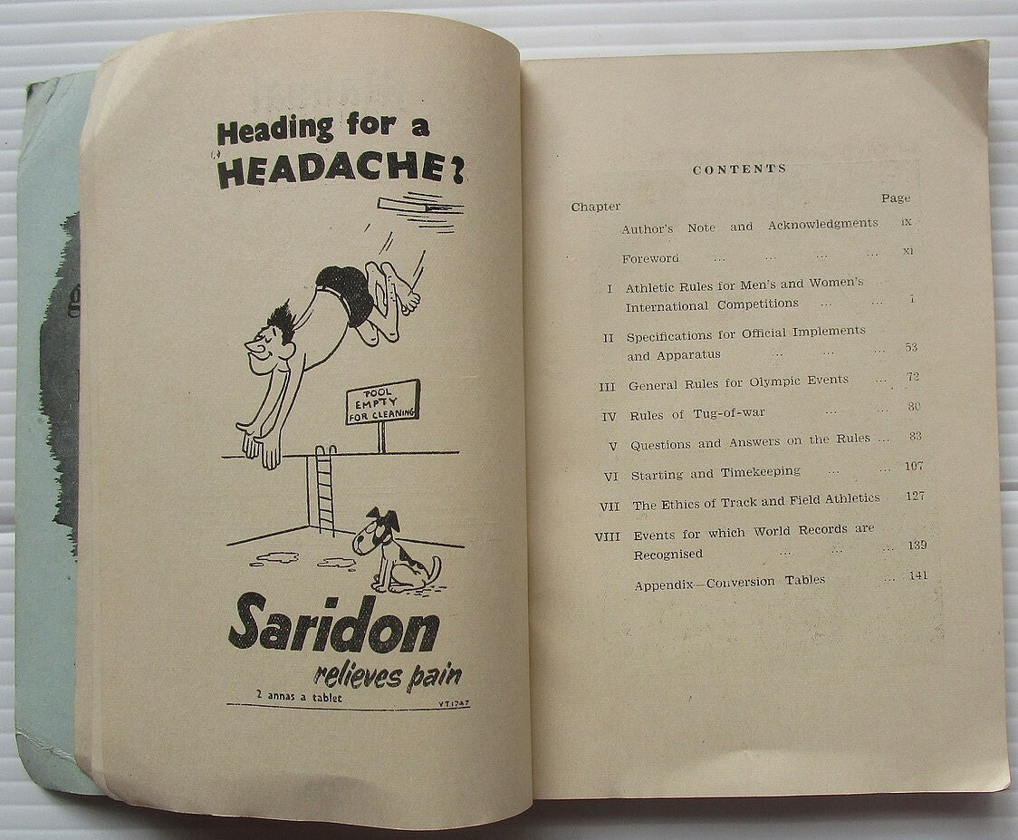 India Manual of Athletic Competitions Track & Field by Pardivala 1955 SC 143pgs