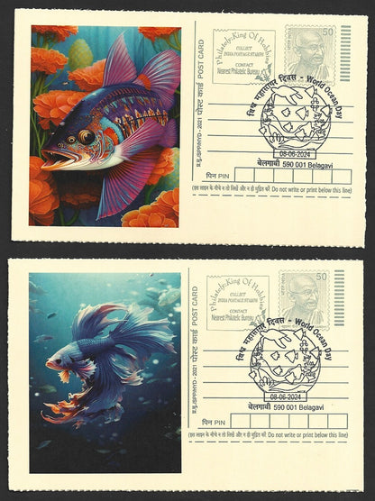 India 2024 World Ocean Day cards SIAMESE FIGHTER FISH (7)