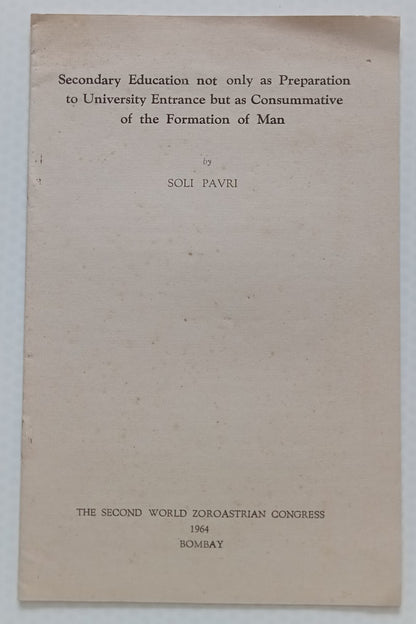 AOP 2nd World Zoroastrian Congress Inauguration speech 9pgs - India Parsee