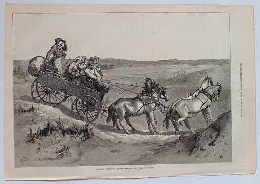 The Illustrated London News 1877 print PRARIE TRAVELLING : INDIANS IN SIGHT