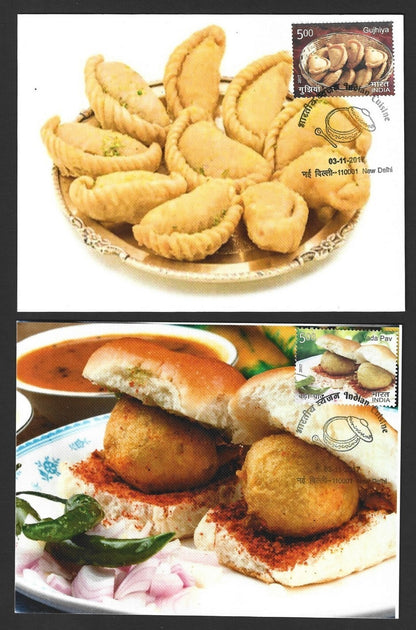 India 2017 Indian Cusine set of 24 maxicards