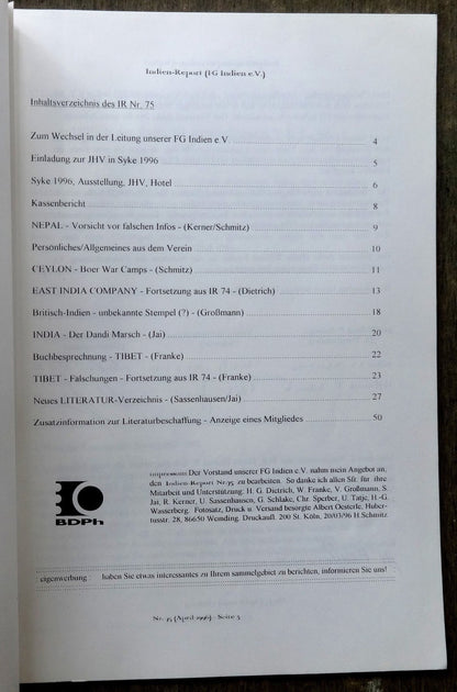 INDIEN REPORT ISC India Study Circle Germany Journal April 1996
