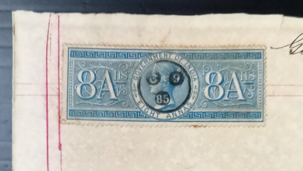 AOP India 1884 4 pages Indenture with QV Special Adhesive 8a