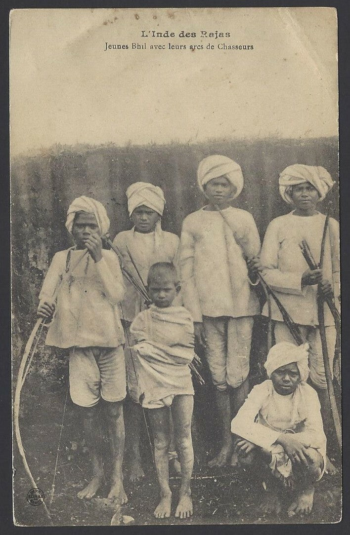 India of the Rajas – Bhil children vintage postcard