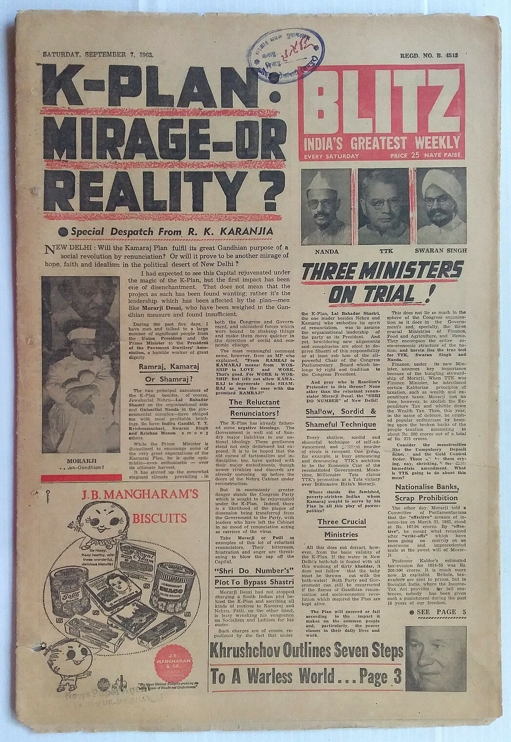 India Blitz September 1963 THREE MINISTERS ON TRIAL
