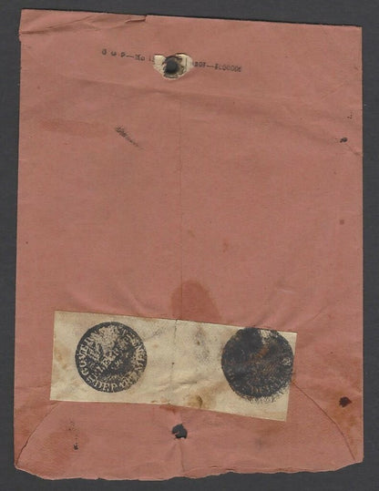 India GOVERNMENT TELEGRAPH DEPARTMENT intaglio seals Telegraph Service envelope