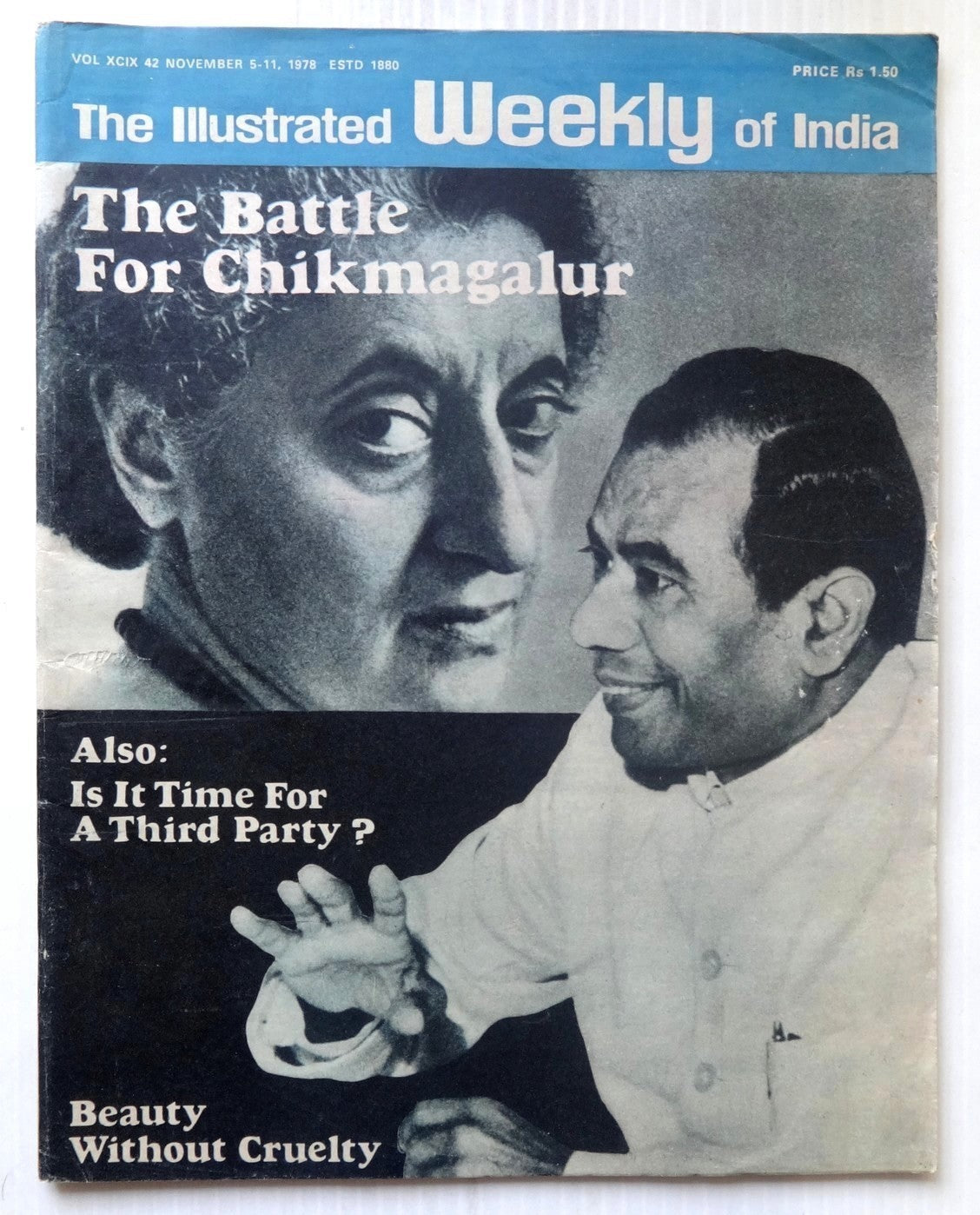 The Illustrated Weekly of India 5th Nov The Battle Foe Chikmagalur
