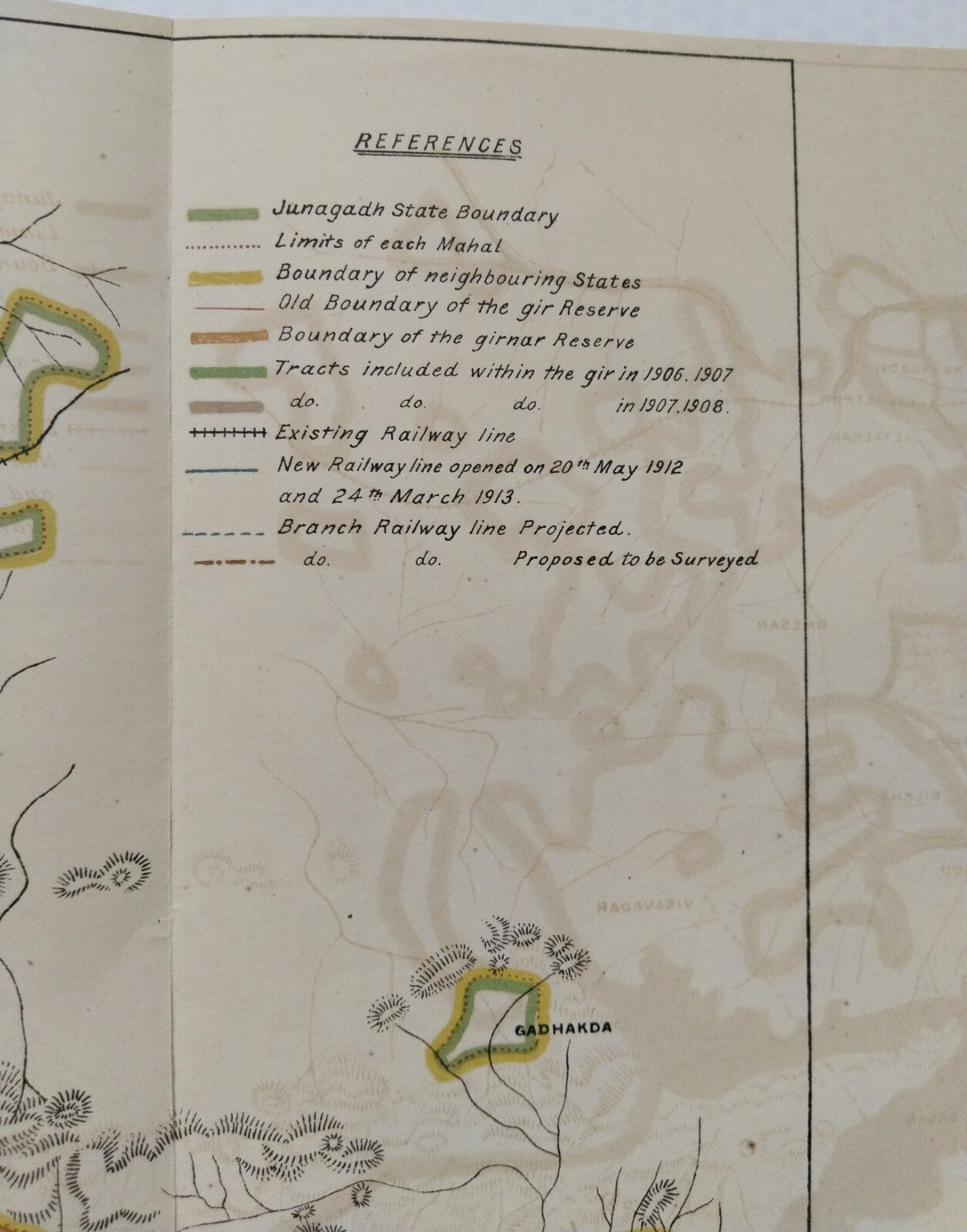 AOP India 1913 MAP of Junagadh State 33x48cm