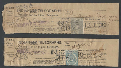 India Telegraph receipts with QV and KedVII TELEGRAPH STAMPS (6)