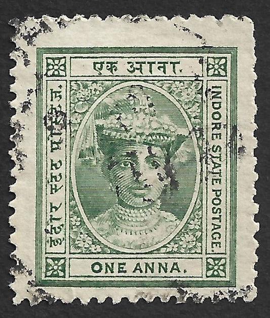 India INDORE STATE 1904-20 1a green perf. 12 1/2 used. SG 11b £250