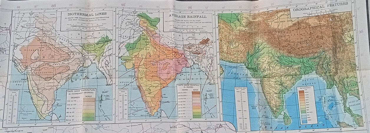 Survey of India 1972 large canvas map India & Adjacent Countries 64" x 72"
