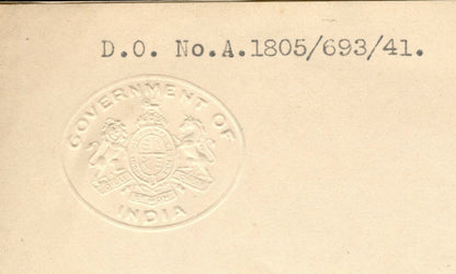 AOP India 1942 crested letter GOVERNMENT OF INDIA to the Raja of Uniara