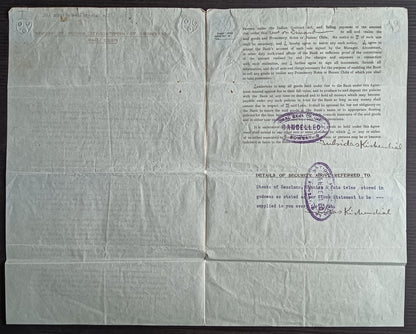 India 1926 Hypothecation Agreement for 1000000R with KGV revenue stamps