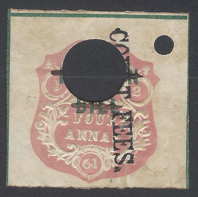 AOP India 1870 COURT FEES ovpt on embossed Foreign Bill 4a. Barefoot #16 £35