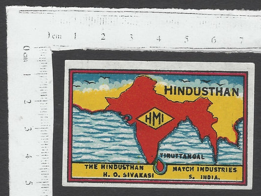 AOP India vintage matchbox label Hindusthan by The Hindusthan Industries